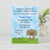 Schattigee Puppy Baby shower Uitnodiging voor Jong (Staand voorkant)
