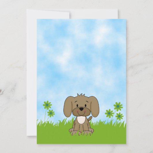 Schattigee Puppy Baby shower Uitnodiging voor Jong (Achterkant)