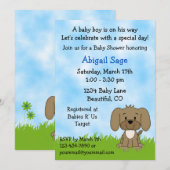 Schattigee Puppy Baby shower Uitnodiging voor Jong (Voorkant / Achterkant)
