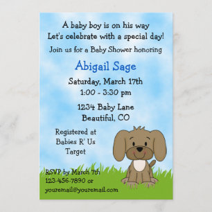 Schattigee Puppy Baby shower Uitnodiging voor Jong