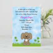 Schattigee Puppy Baby shower Uitnodiging voor Meis (Staand voorkant)