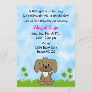 Schattigee Puppy Baby shower Uitnodiging voor Meis