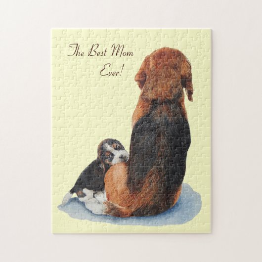 Schattigee puppy beagle knuffelmoeder legpuzzel (Verticaal)