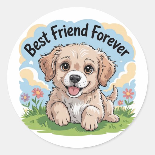 Schattigee puppy beste vriend ooit ronde sticker (Voorkant)