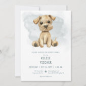 Schattigee Puppy Blauwe Waterverf Baby shower Kaart (Voorkant)