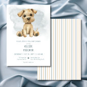Schattigee Puppy Blauwe Waterverf Baby shower Kaart