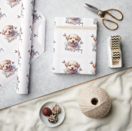 Schattigee Puppy Blijf Glimlachen Aangepast Cadeaupapier