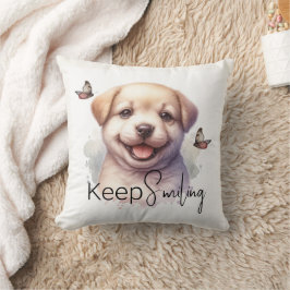 Schattigee Puppy Blijf Glimlachen Aangepast Kussen