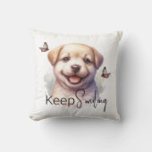 Schattigee Puppy Blijf Glimlachen Aangepast Kussen (Voorkant)