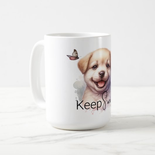 Schattigee Puppy Blijf Glimlachen Aangepaste Mok (Voorkant links)