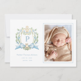 Schattigee Puppy Blue Ribbon Crest | Baby jongen Aankondiging