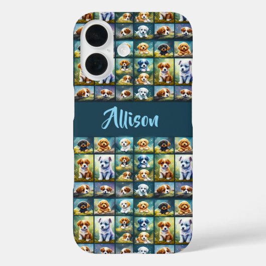 Schattigee puppy collage, baby honden, gepersonali Case-Mate iPhone case (Achterkant)