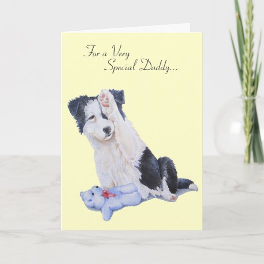 Schattigee Puppy Collie Dog Realist Daddy Art Card Kaart (Voorkant)