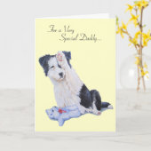 Schattigee Puppy Collie Dog Realist Daddy Art Card Kaart (Gele Bloem)