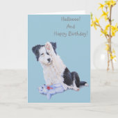 Schattigee Puppy Collie Realist Dog Art verjaardag Kaart (Gele Bloem)