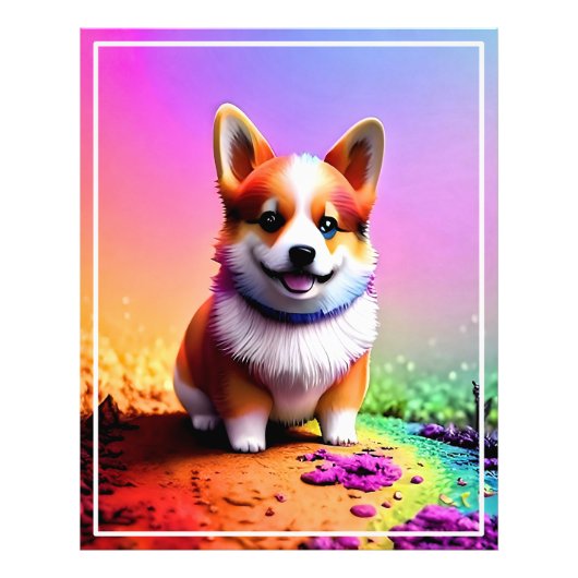 Schattigee Puppy Corgi Dog-36475 Foto Afdruk (Voorkant)