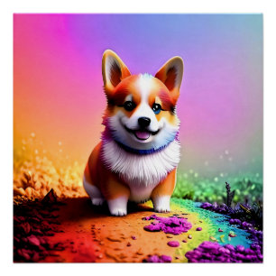 Schattigee Puppy Corgi Dog-36475 Perfect Poster
