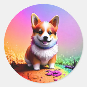 Schattigee Puppy Corgi Dog-36475 Ronde Sticker