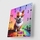 Schattigee Puppy Corgi Dog-36475 Vierkante Klok (Hoek)