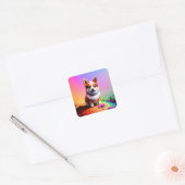 Schattigee Puppy Corgi Dog-36475 Vierkante Sticker (Envelop)
