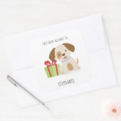 Schattigee Puppy Dit boek behoort toe aan Vierkante Sticker (Envelop)