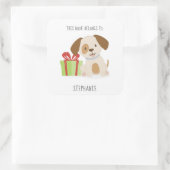 Schattigee Puppy Dit boek behoort toe aan Vierkante Sticker (Tas)