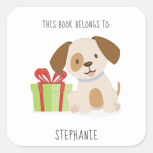 Schattigee Puppy Dit boek behoort toe aan Vierkante Sticker