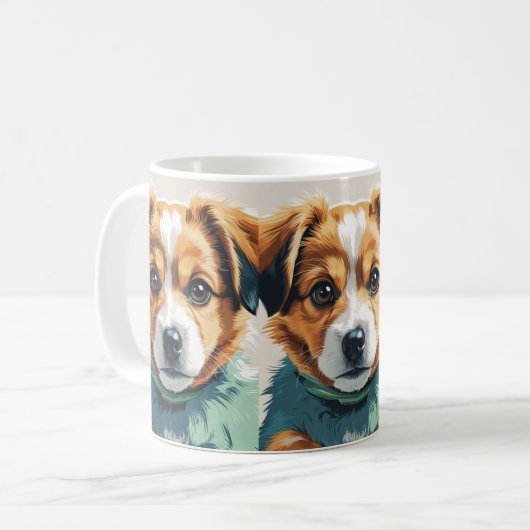 Schattigee Puppy Dog Art Mok - Schattige Pet Lover (Voorkant links)