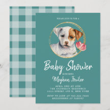 Schattigee Puppy Dog Baby shower Waterverf Uitnodi