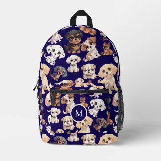 Schattigee Puppy Dog Donkerblauw bedrukte rugzak