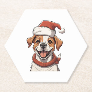 Schattigee Puppy Dog dragen Christmas Pet Classic Kartonnen Onderzetters