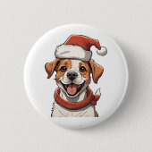 Schattigee Puppy Dog dragen Christmas Pet Classic  Ronde Button 5,7 Cm (Voorkant)