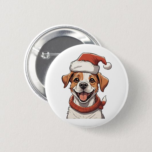 Schattigee Puppy Dog dragen Christmas Pet Classic  Ronde Button 5,7 Cm (Voorkant /achterkant)