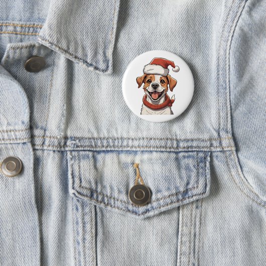 Schattigee Puppy Dog dragen Christmas Pet Classic  Ronde Button 5,7 Cm (In situ)