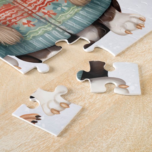 Schattigee Puppy Dog Feestelijke Winter Puppies Ke Legpuzzel (Zijkant)