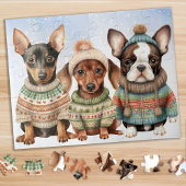 Schattigee Puppy Dog Feestelijke Winter Puppies Ke Legpuzzel