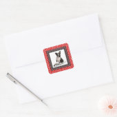 Schattigee Puppy Dog Foto Poot en Bone Sjabloon Vierkante Sticker (Envelop)