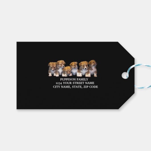 Schattigee Puppy Dog Gift Label Cadeaulabel (Voorkant (Horizontaal))