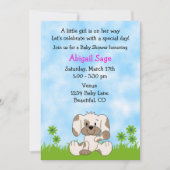 Schattigee Puppy Dog Girl's Baby shower Kaart (Voorkant)