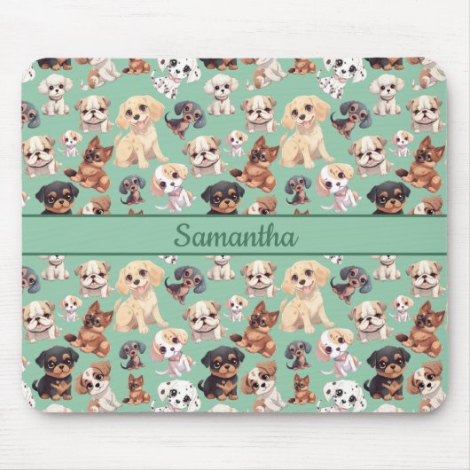 Schattigee Puppy Dog Groen Muismat (Voorkant)