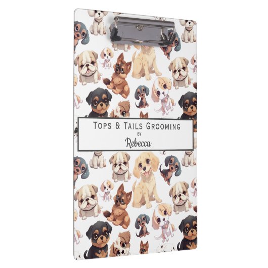 Schattigee Puppy Dog Grooming Business Klembord (Rechts)