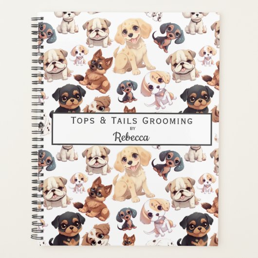 Schattigee Puppy Dog Grooming Business Planner (Voorkant)