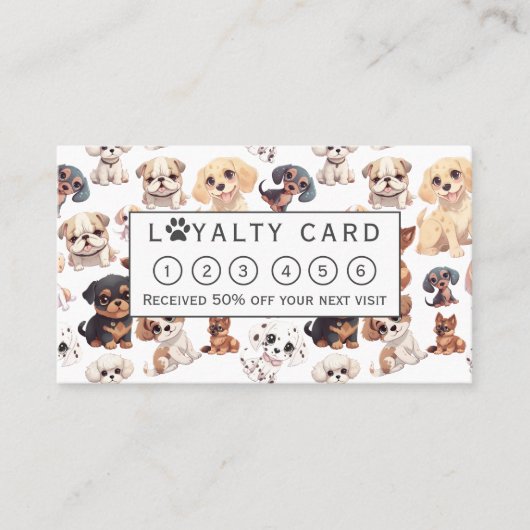 Schattigee Puppy Dog Grooming Klantenkaartje (Voorkant)