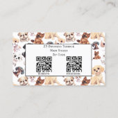 Schattigee Puppy Dog Grooming met QR Codes Visitekaartje (Achterkant)