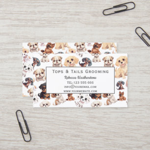 Schattigee Puppy Dog Grooming met QR Codes Visitekaartje