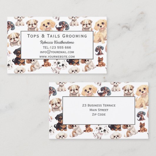 Schattigee Puppy Dog Grooming Visitekaartje (Voorkant / Achterkant)