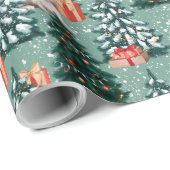 Schattigee Puppy Dog Kerstbomen Rode Vakantie Cade Cadeaupapier (Rol Hoek)