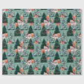 Schattigee Puppy Dog Kerstbomen Rode Vakantie Cade Cadeaupapier (Vlak)