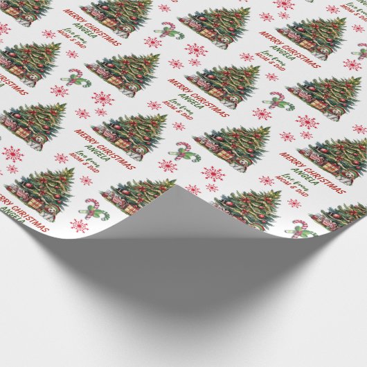 Schattigee Puppy Dog Kerstboom Kinder Cadeaupapier (Hoek)