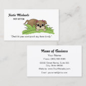 Schattigee Puppy Dog Met Roze Bogen Pet Sitting Se Visitekaartje (Voorkant / Achterkant)